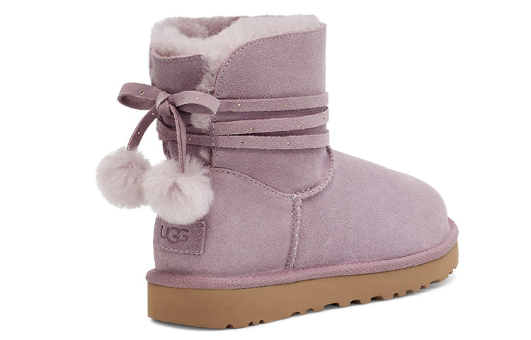 (WMNS) UGG Mini Bailey Bow Pom 'Taupe Purple' 1125382-SHAD