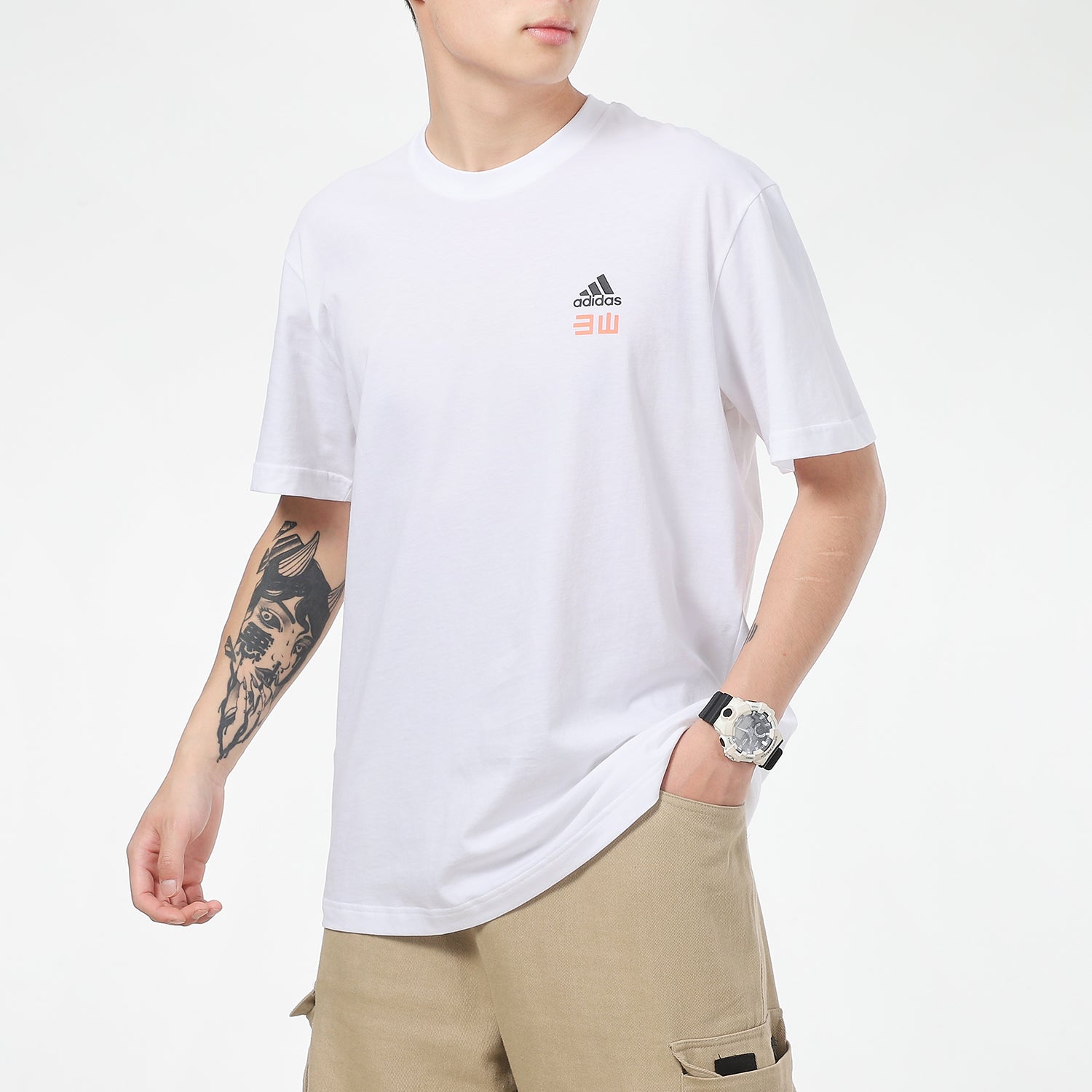 adidas Iseem Gfx Tee Outdoor Sports Printing Round Neck Short Sleeve Couple Style White GN7335