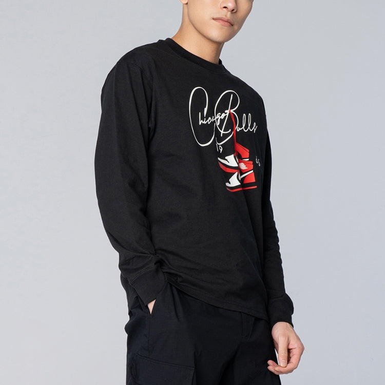 Air Jordan NBA Courtside Chicago Bulls Round Neck Pullover Long Sleeves Black DA6527-010