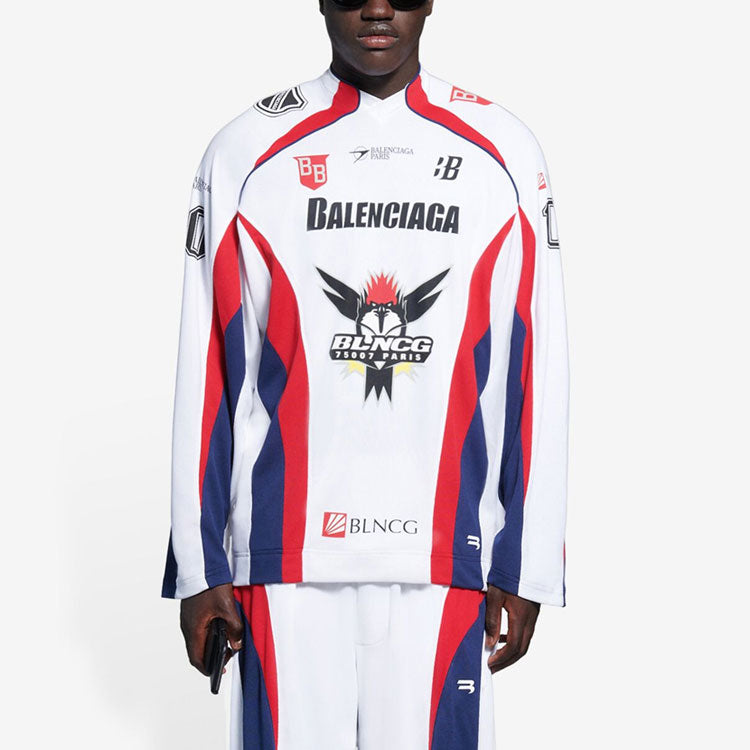 Men's Balenciaga SS21 Hockey Sports Mesh Long Sleeves White 657105TKV248090