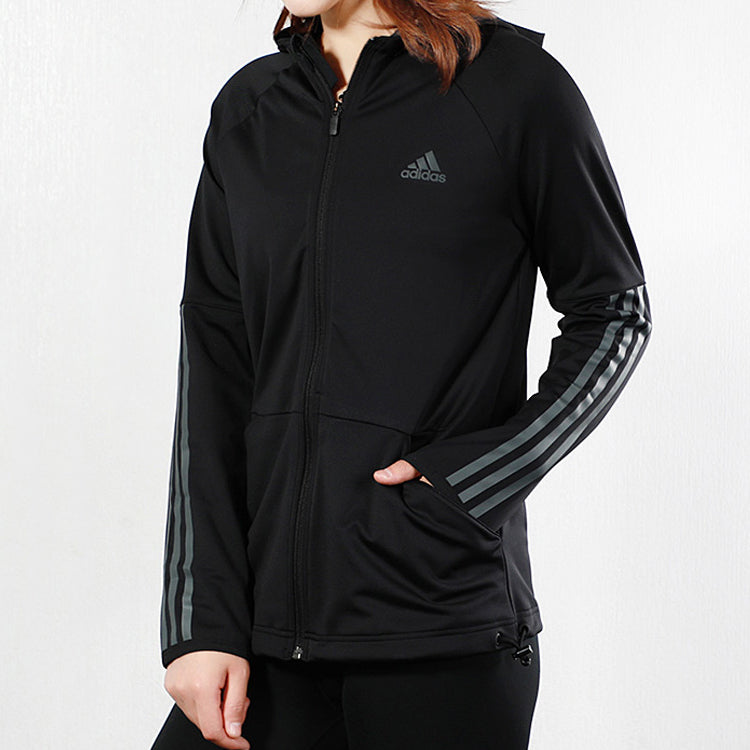 (WMNS) adidas 3S Fz Hoodie Training Hooded Jacket Black EB5593