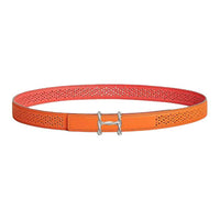 HERMES Calfskin Leather Belts Women's Pink Orange Width 2.4CM
