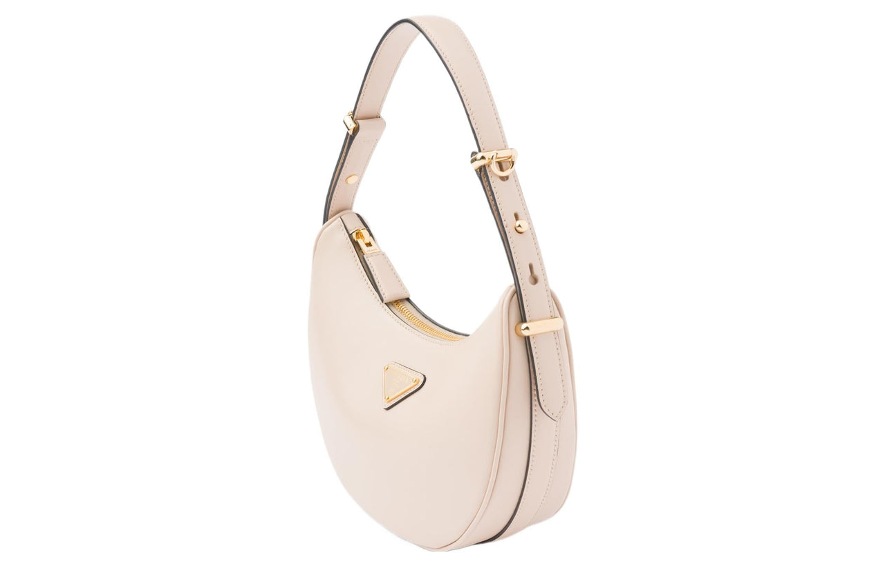 PRADA Arque Leather Shoulder Bag Women's Flesh Pink