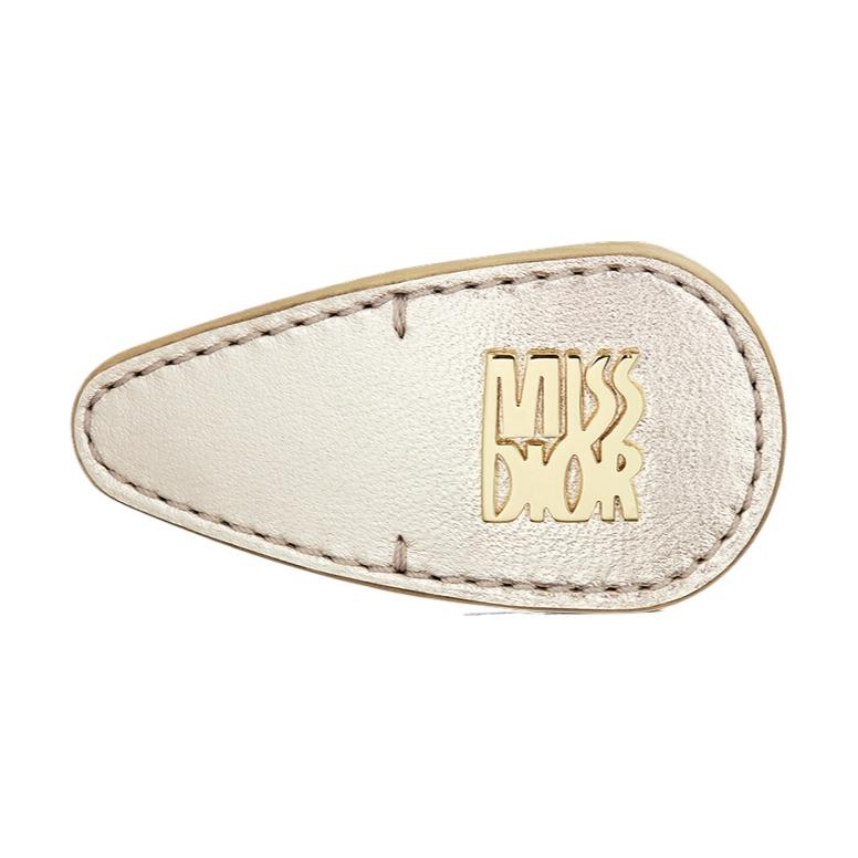 DIOR Cow Leather Stainless Steel Zinc Alloy Metal Hair Clips Women's Light Gold