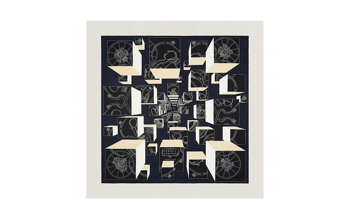 HERMES Silk Scarf Women's Black