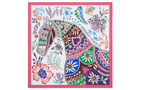 HERMES Silk Scarves Women's Pink/White/Multicolor