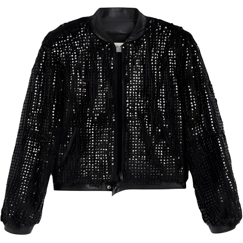 CELINE Leather Jacket Women's Black