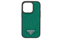PRADA Leather IPhone 14 Pro Case Bag Accessory Women's Green