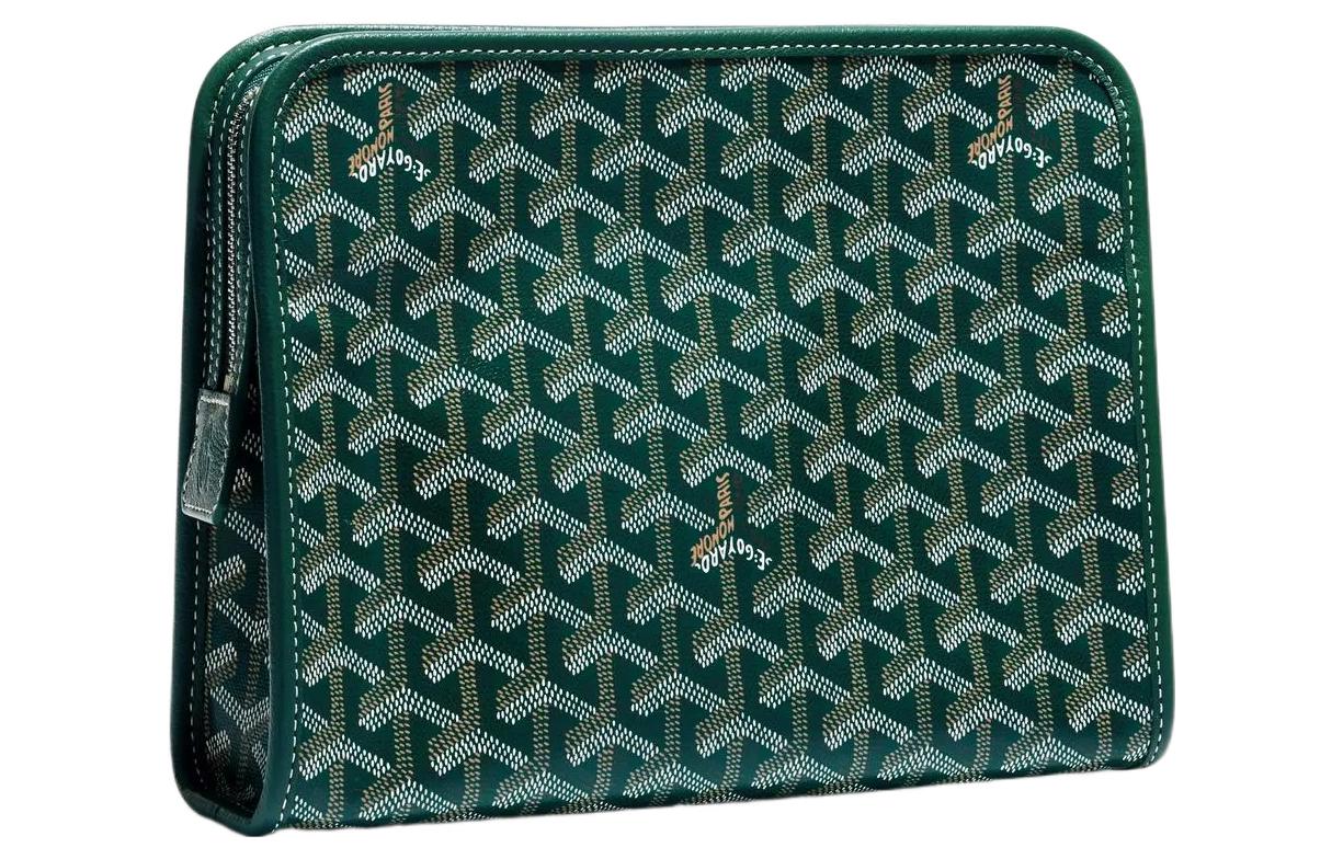 GOYARD JOUVENCE Canvas With Leather Travel Storage Bags Handheld Toiletry Bags Medium Size Unisex Green