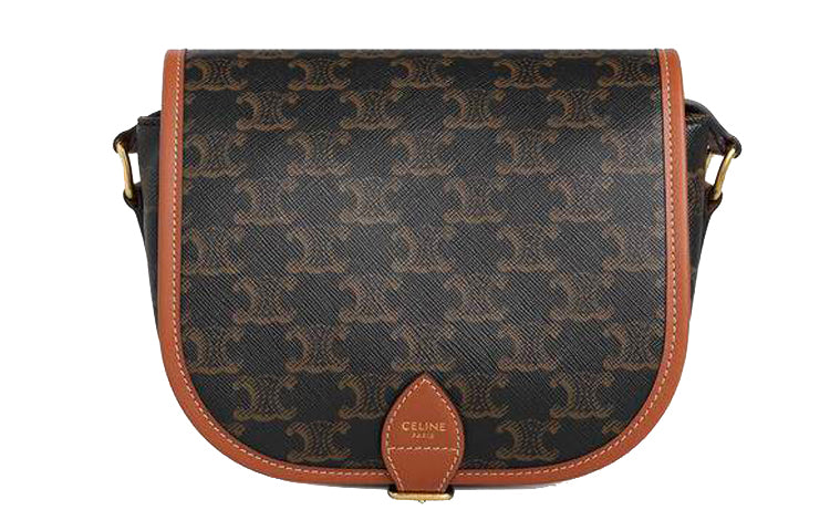 CELINE Cow Leather Saddle Bag Shoulder Bag Crossbody Bag Medium Size Women's Tawny