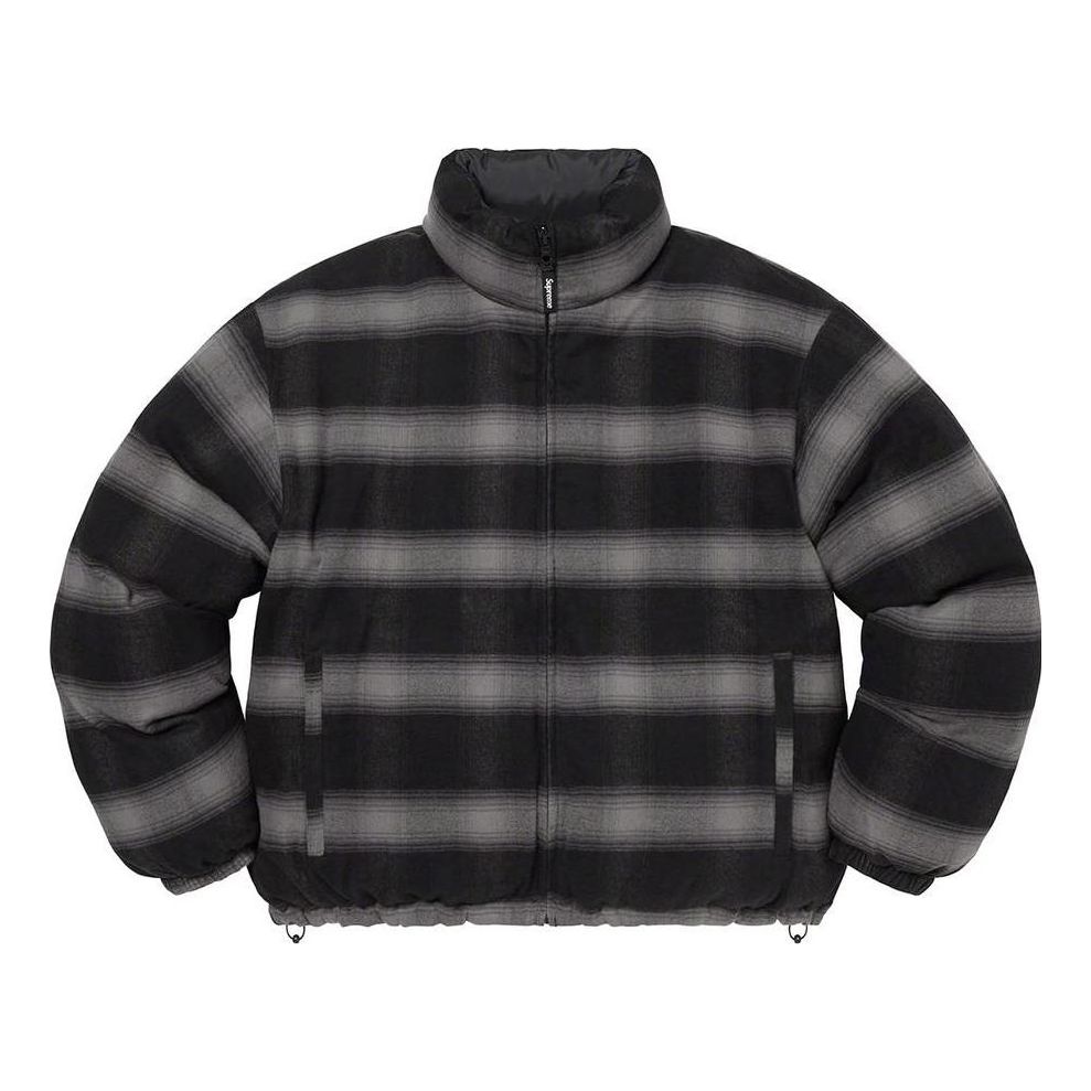 Supreme Flannel Reversible Puffer Jacket 'Black Grey' SUP-FW22-703