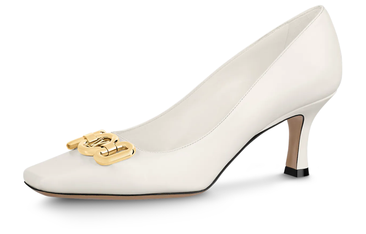 LOUIS VUITTON Rotary Slim Heel High Heels 6.5cm Women's White