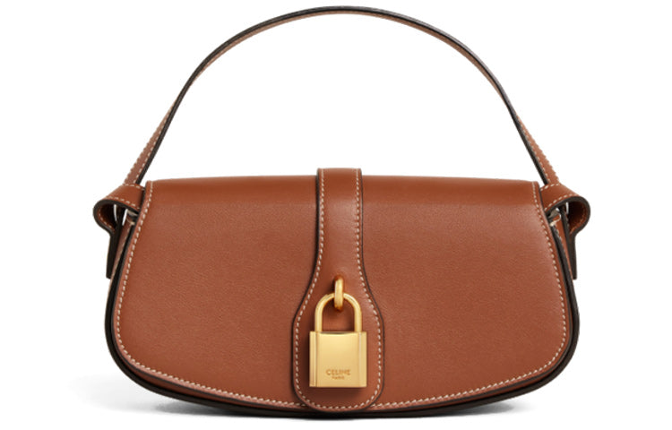 CELINE Smooth Cow Leather One Shoulder Handbag, Crossbody Bag Mini Women's Tawny