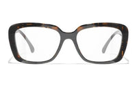CHANEL Acetate Irregular Shape Eyeglass Frames Men's Brown/Black