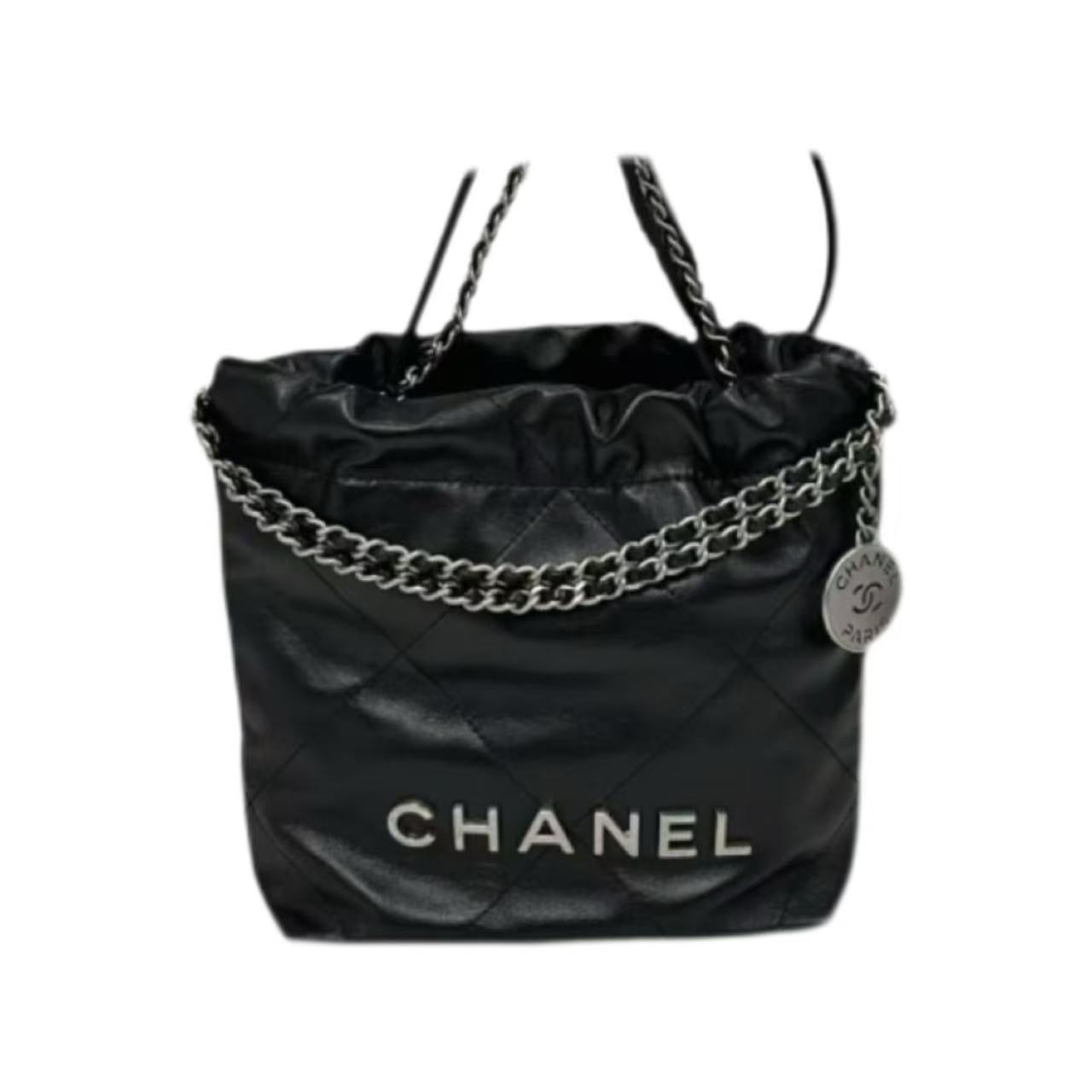CHANEL Cow Leather Shoulder Bag Women's Black