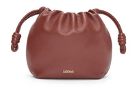 LOEWE Flamenco Nappa Sheepskin One Shoulder Crossbody Clutch Mini Women's Dark Brick Red