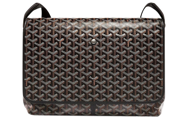 GOYARD CAPETIEN Canvas With Leather Messenger Bag, Shoulder Bag, Crossbody Bag Medium Size Unisex Black