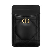 DIOR 30 Montaigne Sheepskin Card Holder Women's Black