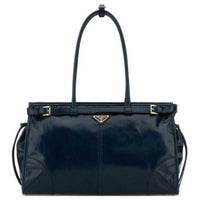 PRADA Leather Shoulder Bag Tubas Women's Dark Blue