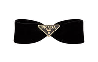 PRADA Triangle logo Velvet Hair Clip