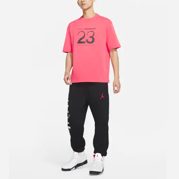 Men's Air Jordan SS22 23 ENGINEERED Printing Short Sleeve Light Red T-Shirt DH8914-648