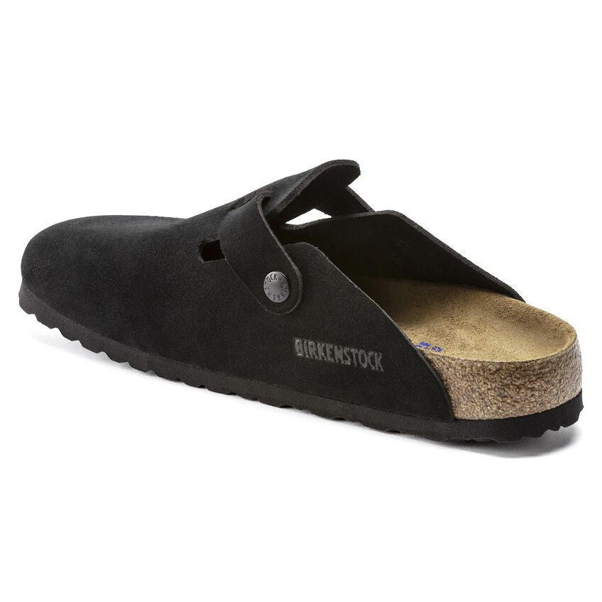 BirkenstockBoston Soft Footbed Suede Leather Narrow Fit Sandals 'Black' 0660473