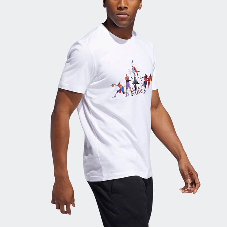 [Ethernet Wong] adidas x Marvel Heroes Assemble Avengers Basketball Short-Sleeved Marvel Men White FJ4986