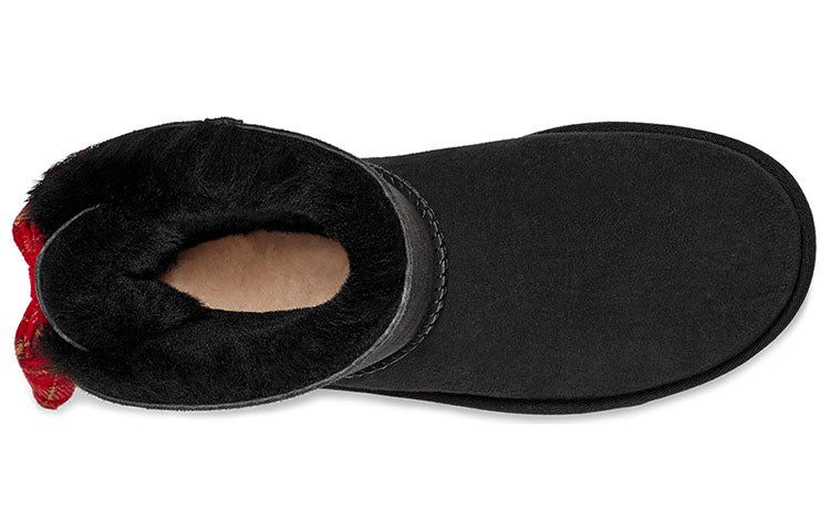(WMNS) UGG Mini Bailey Bow Plaid Ribbon 'Black Red' 1119115-BLK