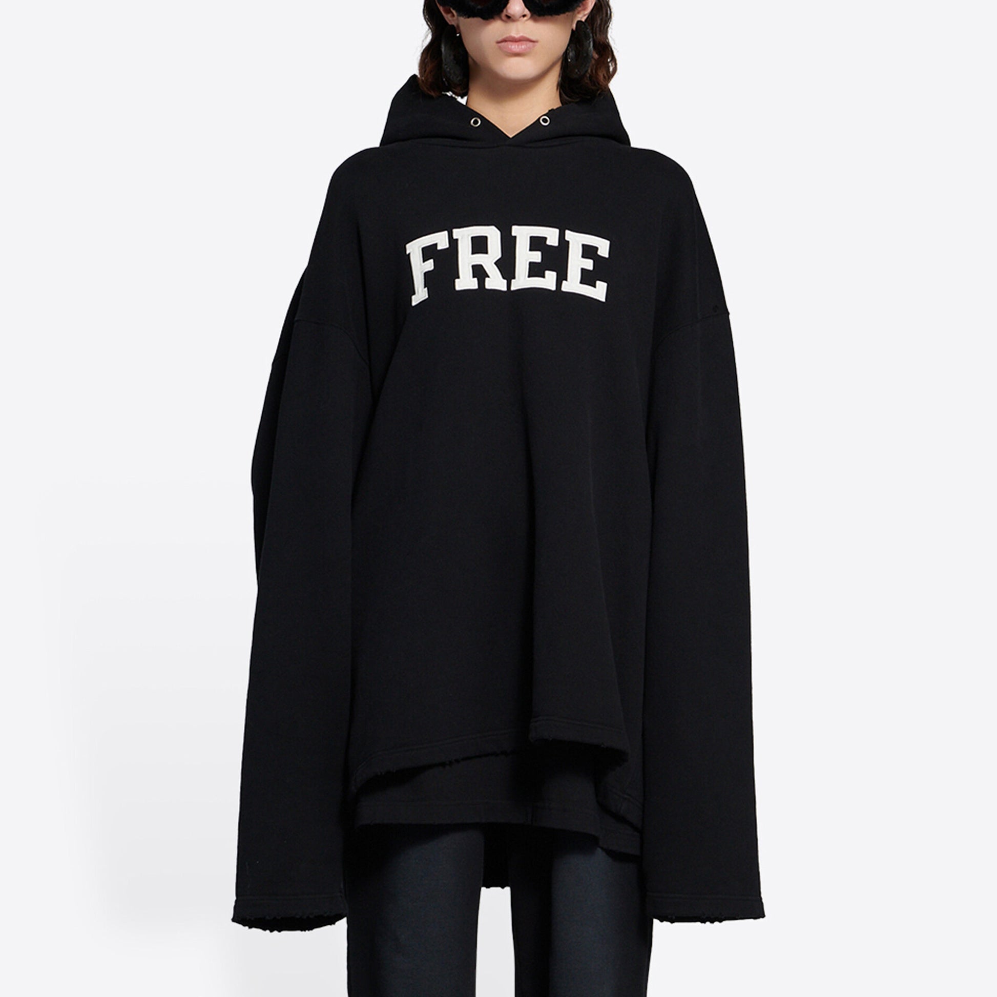 Balenciaga Unisex FW21 Free Letter Printing Sweatshirt Black 661711TKVD41070