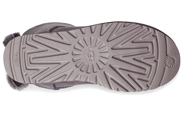 (WMNS) UGG Classic Short Cuffed Bow Fleece Lined Purple Gray 1112501-NHT