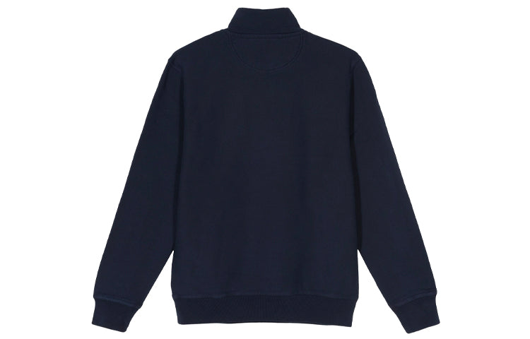 Men's Stussy Stock Fleece Mock Fleece Lined Stand Collar Half Zipper 'Black Orange' 118329BLAC