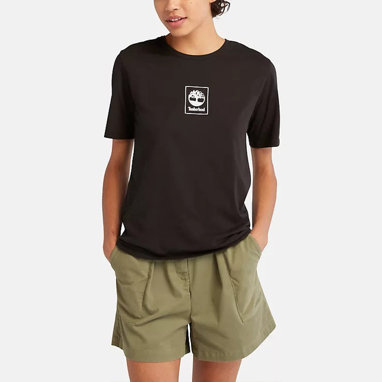 (WMNS) Timberland Stack Logo Regular T-Shirt 'Black' A69AW-001