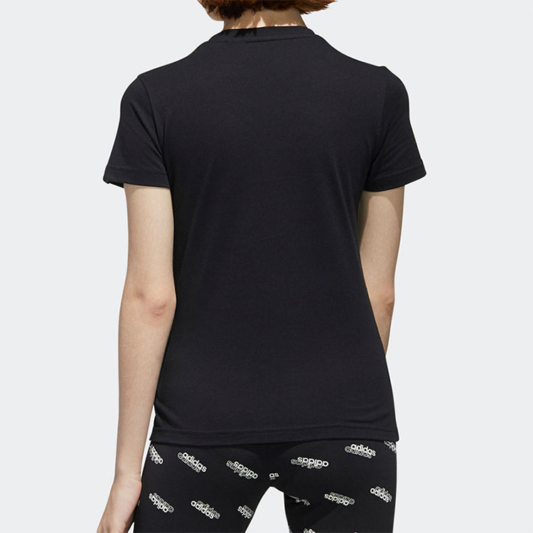 (WMNS) adidas Alphabet Logo Printing Cotton Short Sleeve Black FM6176