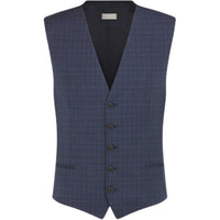 DIOR Blue Checkered Virgin Wool Vest Men's Dark Blue