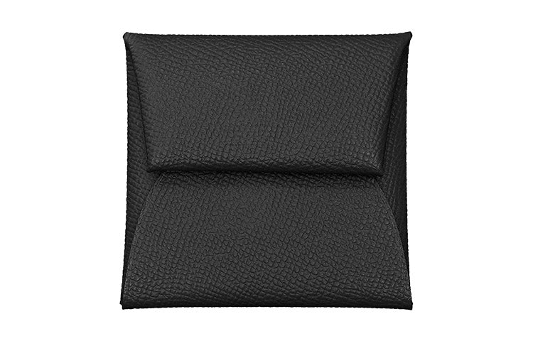 HERMES Bastia Epsom Calfskin Coin Purse Men's Black