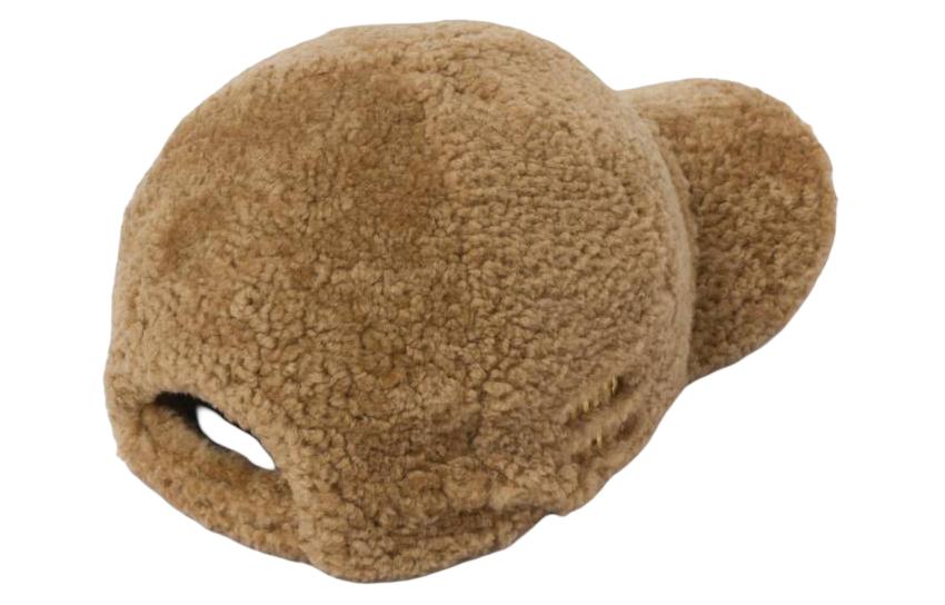 MIU MIU Leather Artificial Wool Baseball Caps Women's Brown