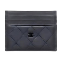CHANEL Calfskin Card Holder Women's Black