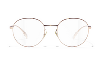 CHANEL Alloy Metal Irregular Shape Eyeglass Frames Unisex Rose Gold