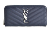 SAINT LAURENT Quilting Leather Clutches Wallets Regular Women's Dark Blue