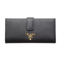 PRADA Leather Wallet Women's Black & Light Pink