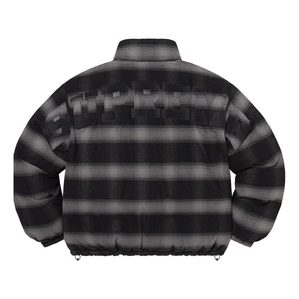 Supreme Flannel Reversible Puffer Jacket 'Black Grey' SUP-FW22-703