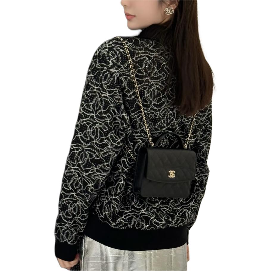 CHANEL Polo Shirt Women's Black White