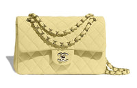 CHANEL Classic Flap CF22K Fall And Winter Calfskin Flap Bag, Shoulder Bag, Crossbody Bag Small Size Women's Yellow