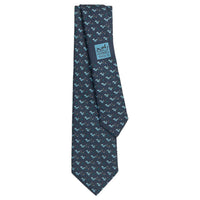 HERMES Mulberry Silk Ties Men's Marine Blue