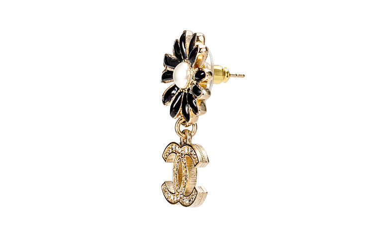 CHANEL Earrings Women's Gold/Black