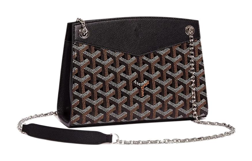 GOYARD Rouette Canvas With Leather Totes Chain Bag Shoulder Bag Women's Black