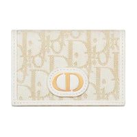 DIOR 30 Montaigne Cotton Wallet Women's Brown & White