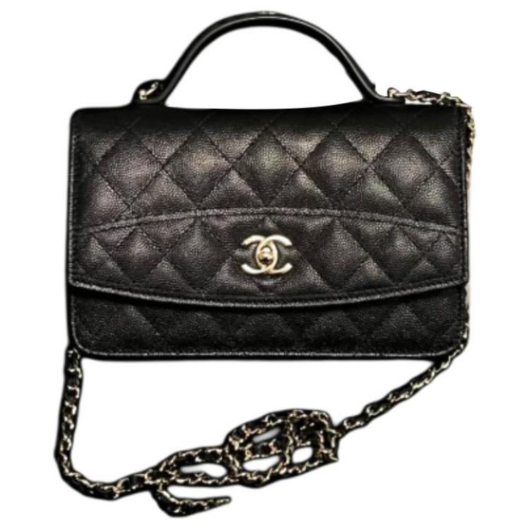 CHANEL Calfskin Trunk Bag Shoulder Bag Crossbody Bag Handbag Regular Women's Black