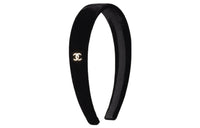 CHANEL Velour Headbands Women's Black