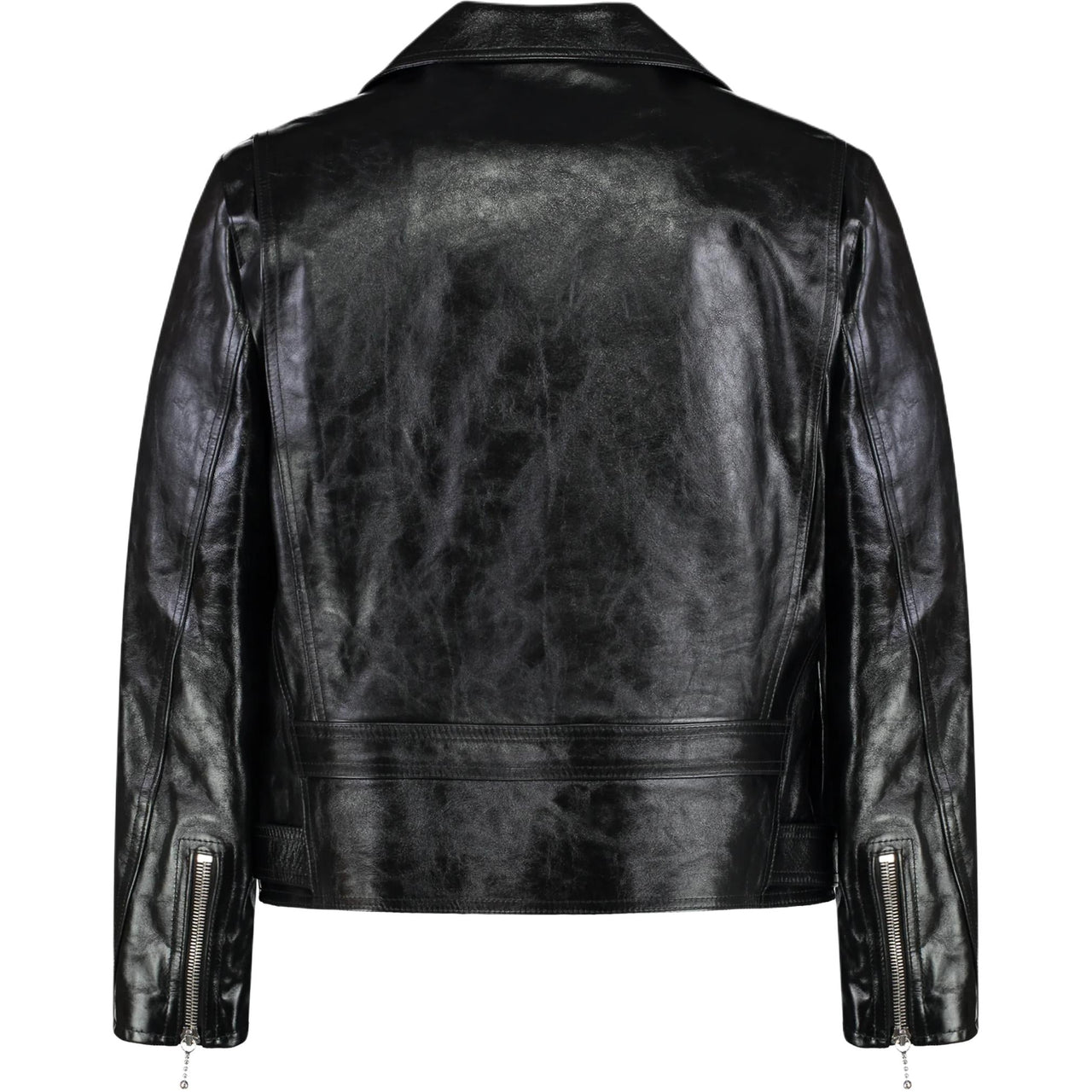 CELINE Zip Up Belted Biker Jacket